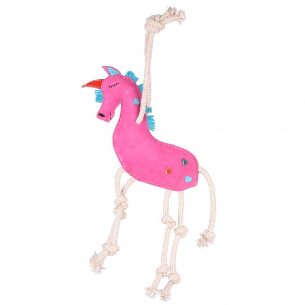 Stable toy unicorn, suede, jute