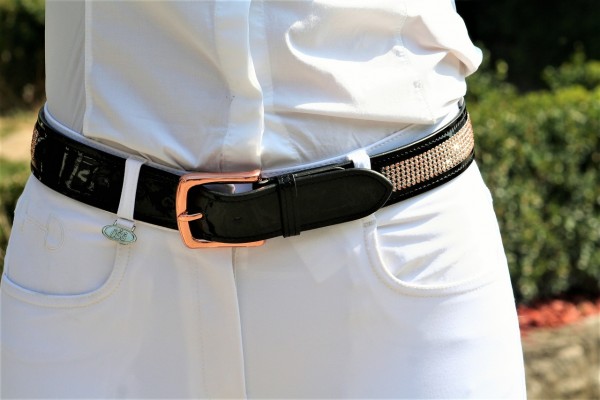 Laquer belt &quot;Lovely Rose&quot;, rosegold colored buckle