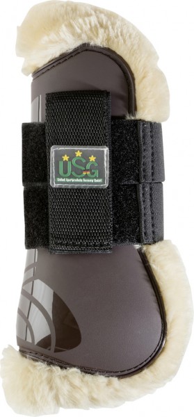 Tendon boots with synth. fake-fur rim