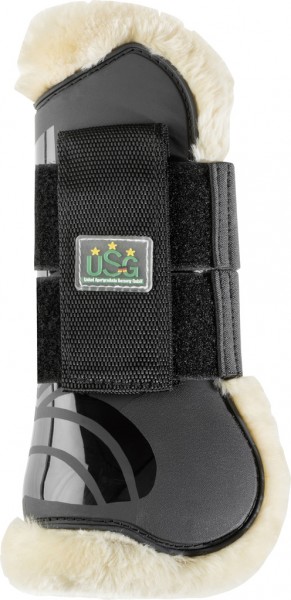 Tendon boots with synth. fake-fur rim